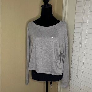 Hollister Light Gray off-shoulder Long Sleeve Top